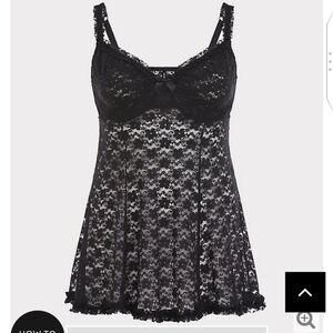 🆕 1X LACE UNDERWIRE BABYDOLL - BLACK